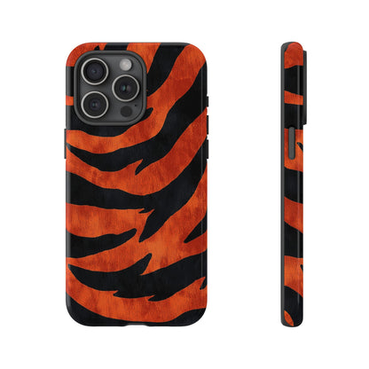Fiery Orange & Black Tiger Stripes Phone Case for iPhone, Samsung & Google Pixel