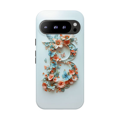 Floral Letter B Phone Case – Personalized Aesthetic Cover for iPhone, Samsung & Google Pixel