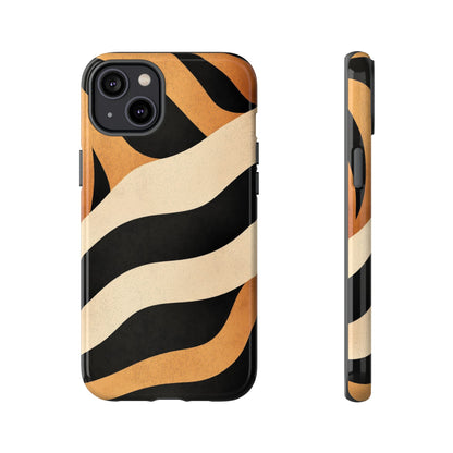 Bold Tiger Stripes Phone Case – Black, Orange & Cream Perfect for iPhone, Samsung & Google Pixel