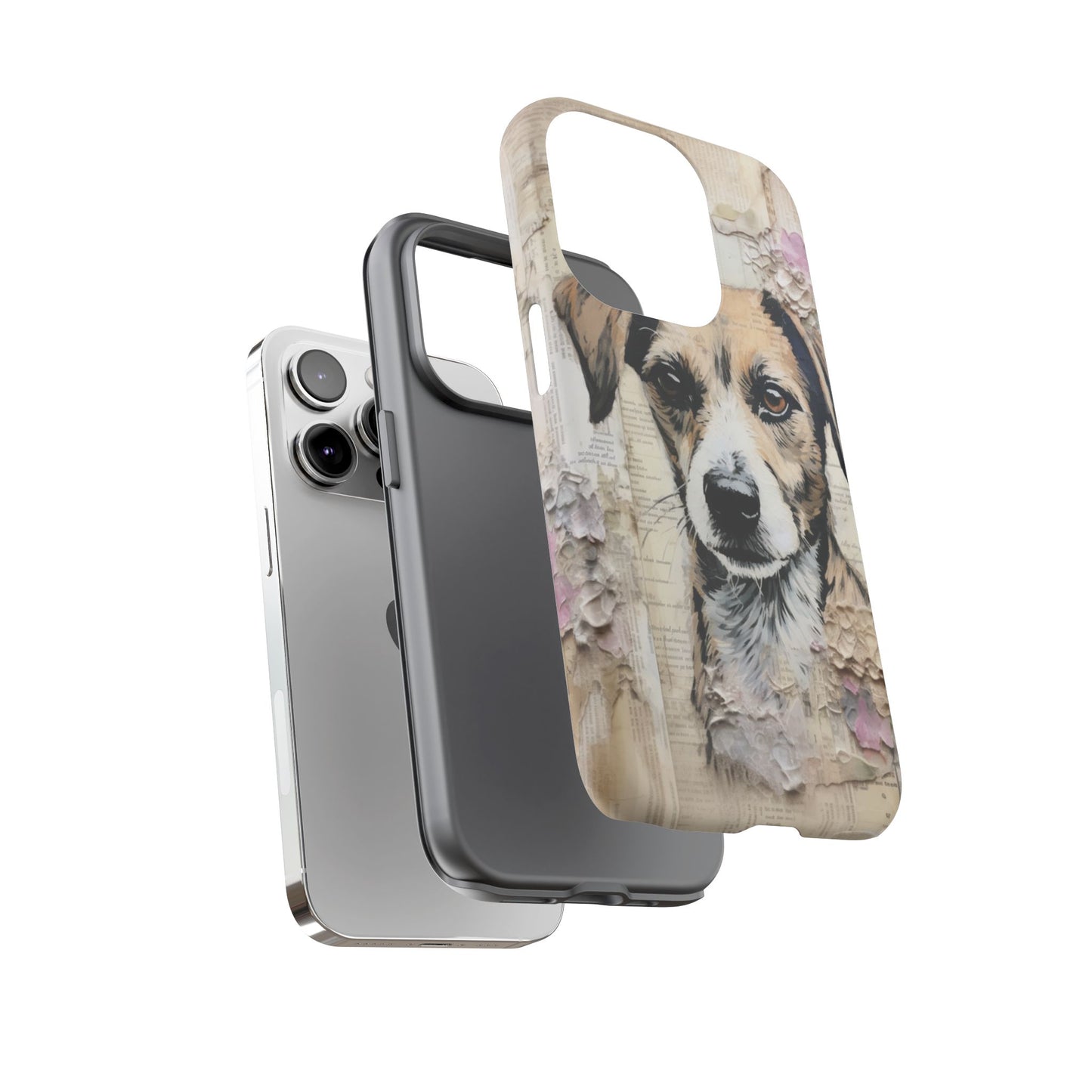 Vintage Collage Dog Portrait Mobile Cover – Artistic Mixed Media Design