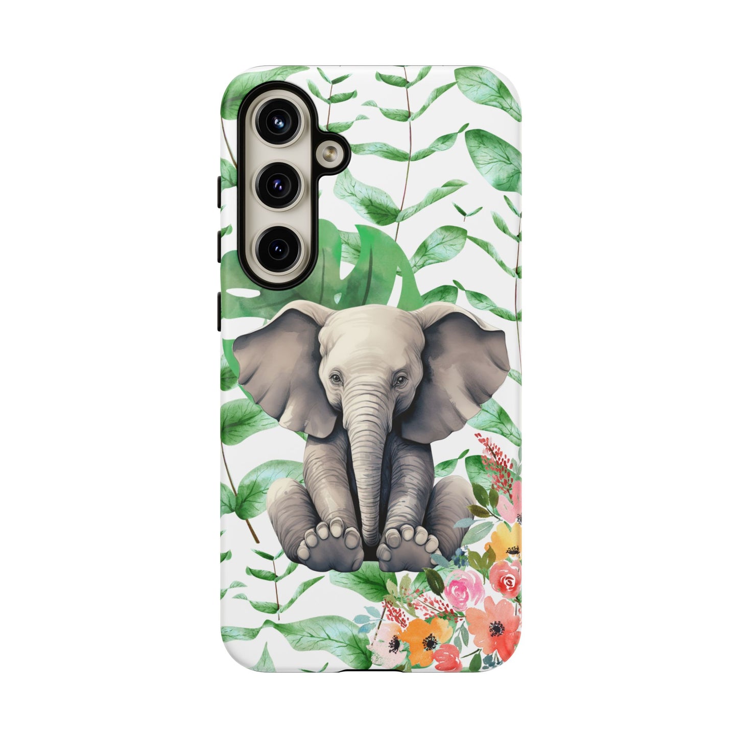 Cute Baby Elephant Mobile Cover – Floral & Tropical Aesthetic