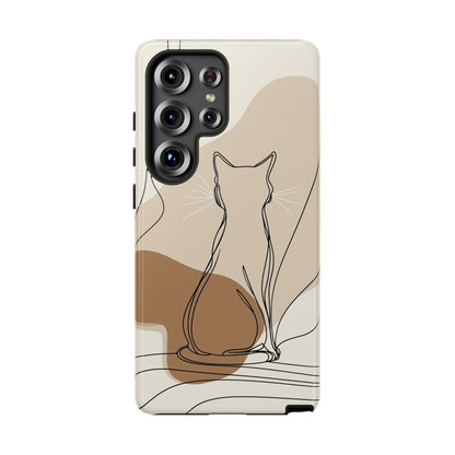 Minimalist Cat Silhouette: Elegant Line Art Phone Case for iPhone, Samsung & Pixel