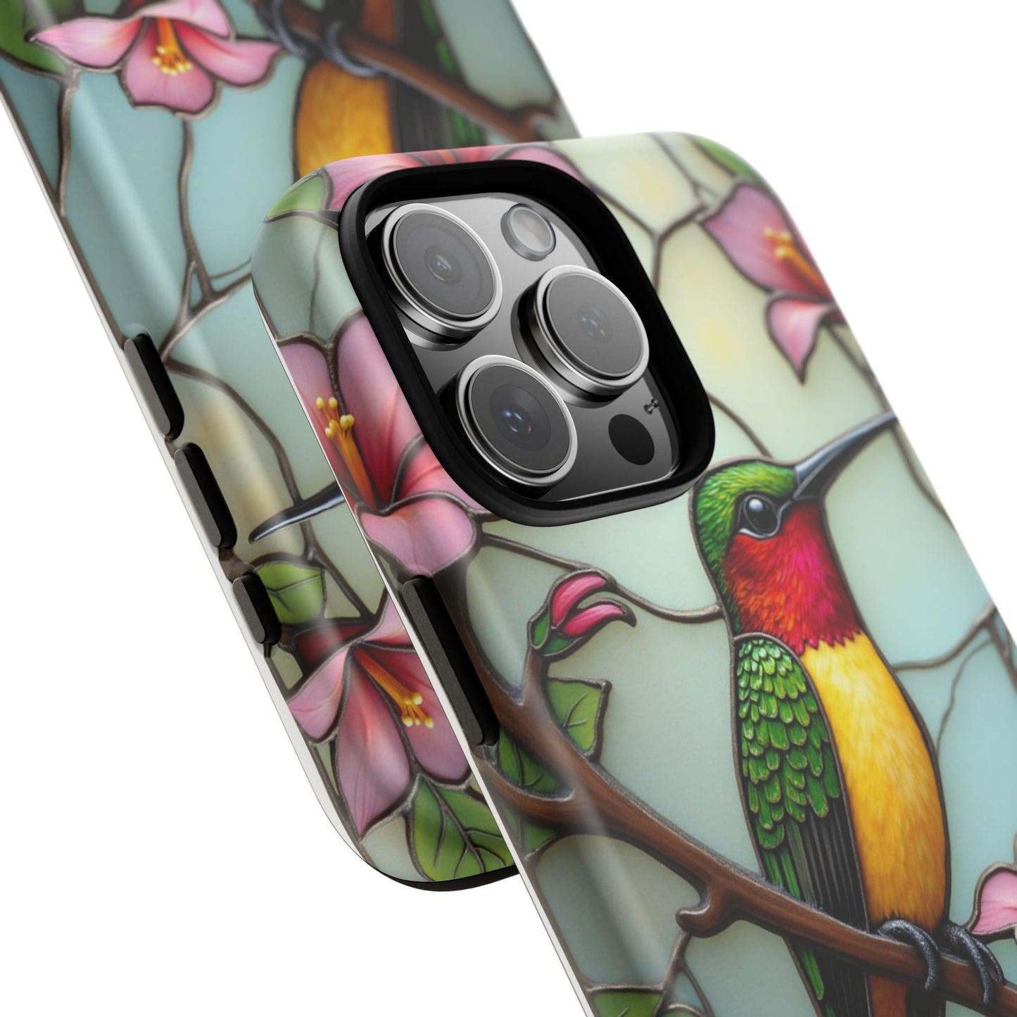 Elegant Hummingbird with Floral Mosaic | Artistic Nature Design