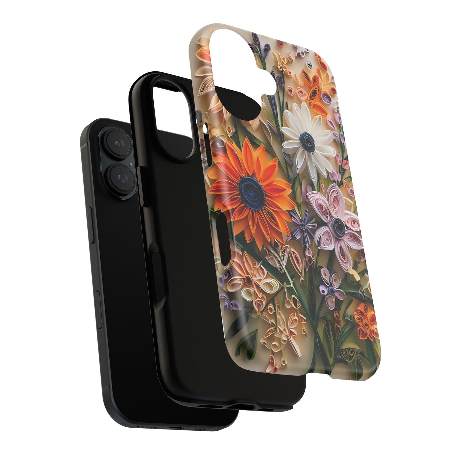 Intricate Quilled Floral Artwork In Vibrant Colors phone case design.