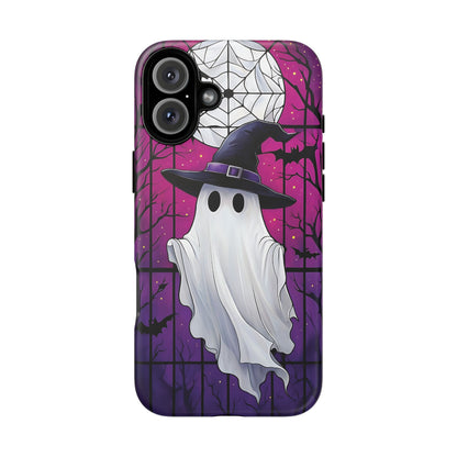 Stylized Halloween Illustration of a Ghost in Stained Glass  phone case design.