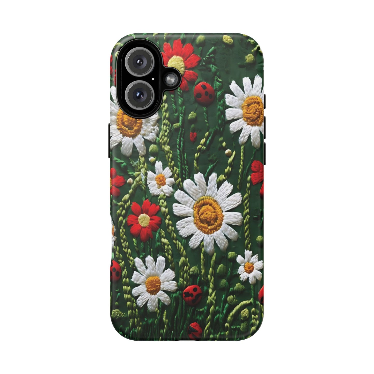 Knitted Pattern With Diamonds And Festive Motifs On Navy phone case design.