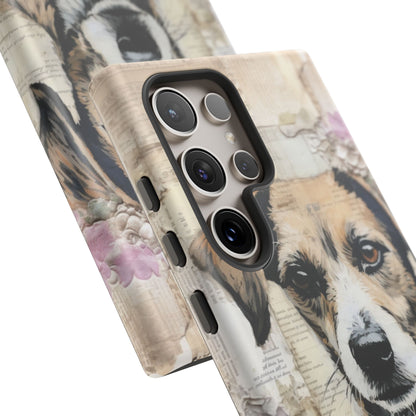 Vintage Collage Dog Portrait Mobile Cover – Artistic Mixed Media Design