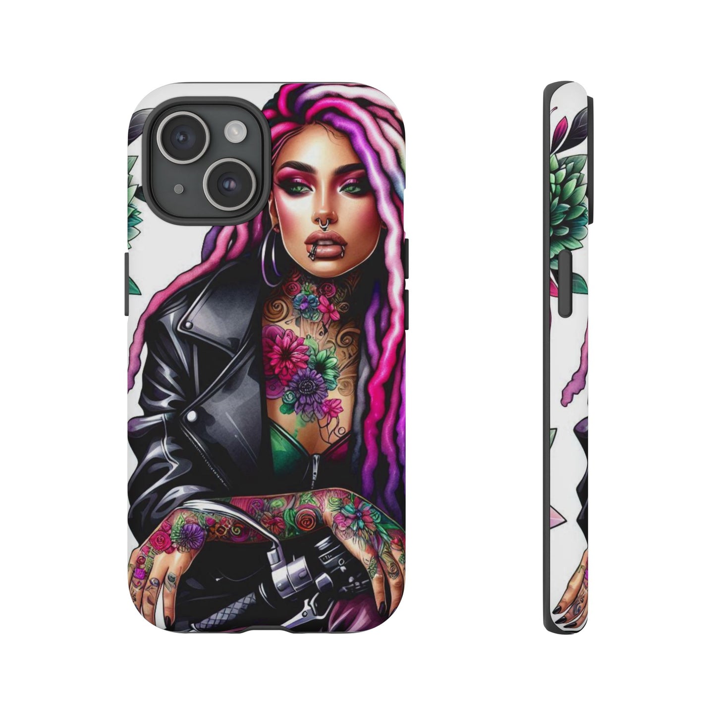 Neon Rebel – Vibrant Biker Queen Mobile Cover