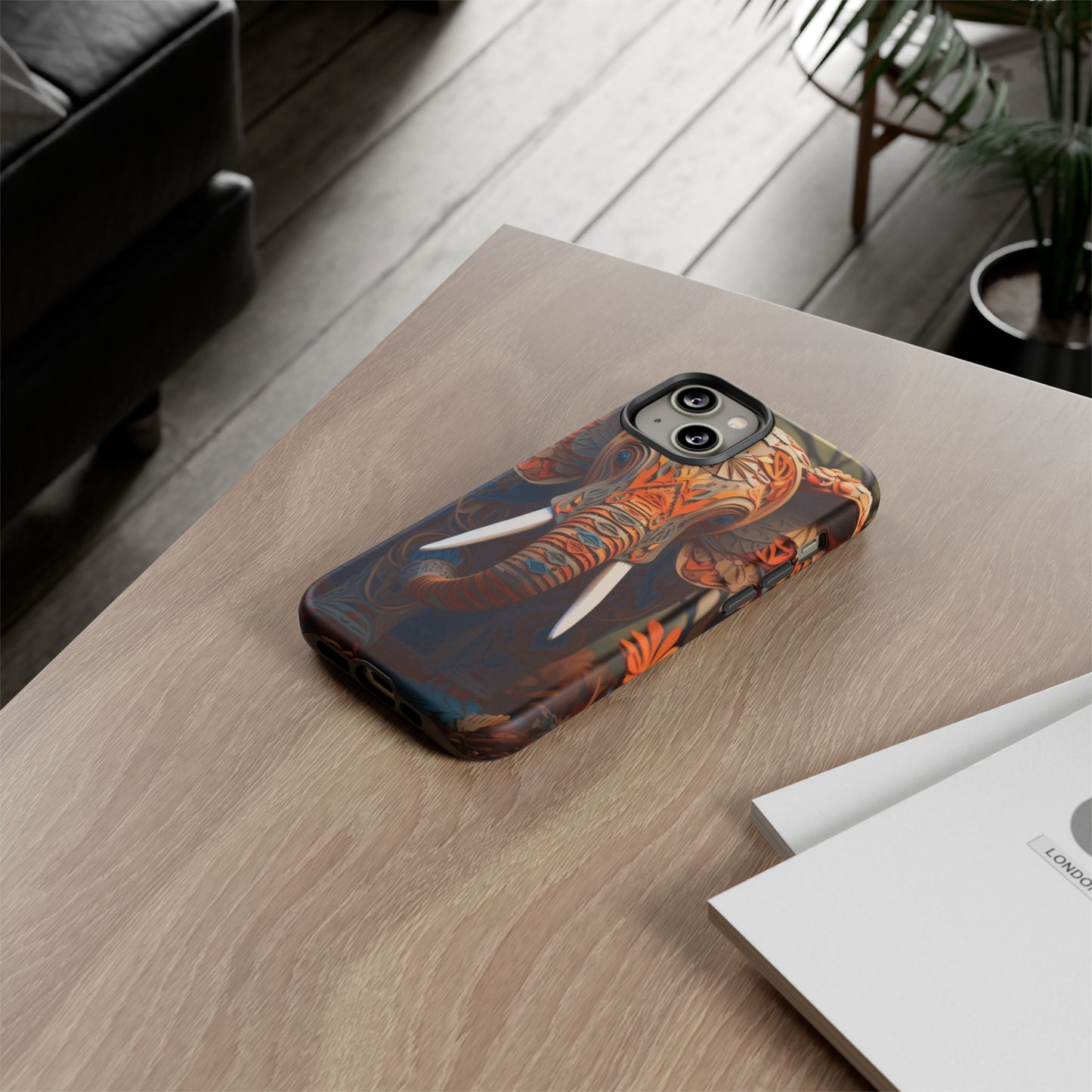 Elegant Artistic Elephant Mobile Cover – Intricate Paper-Cut Design