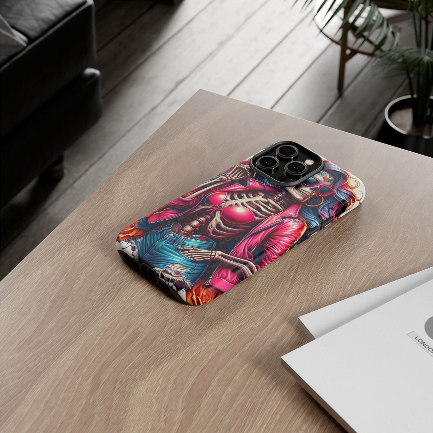 Neon Bones – Retro Skeleton & Vibrant Punk Aesthetic Mobile Cover
