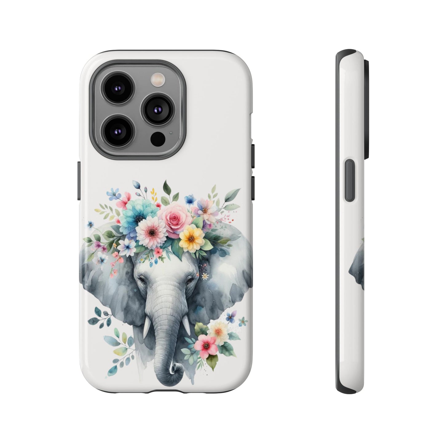 Floral Crown Elephant Mobile Cover – Elegant Watercolor Art