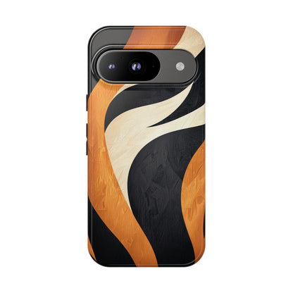 Bold Tiger Stripes Phone Case – Black, Orange & Cream for iPhone, Samsung & Google Pixel