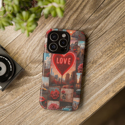 Neon Love Heart & Rose Phone Case
