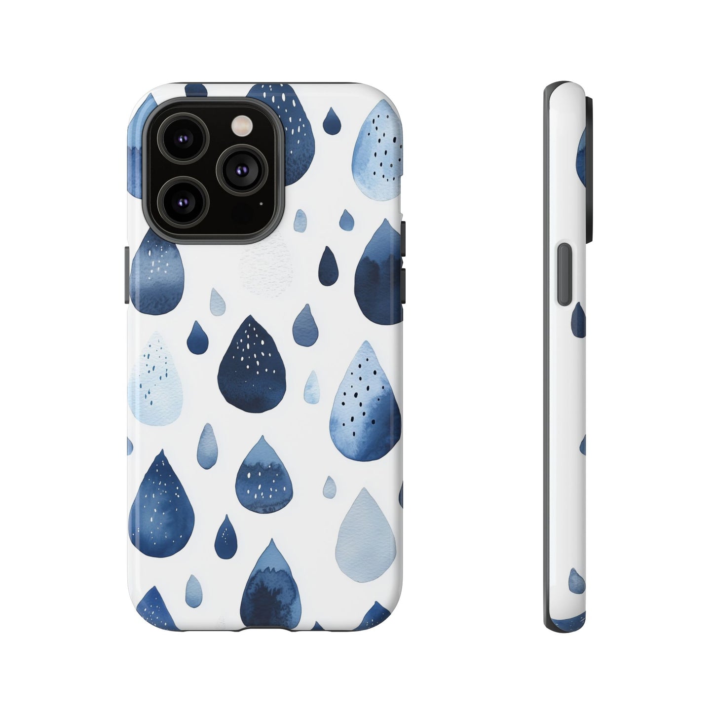 Indigo Rain Drops Watercolor Phone Case for iPhone, google Pixel & Samsung