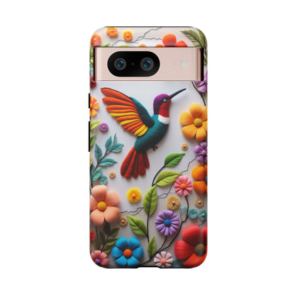 Embroidered Hummingbird with Floral Design | Nature's Elegant Stitch