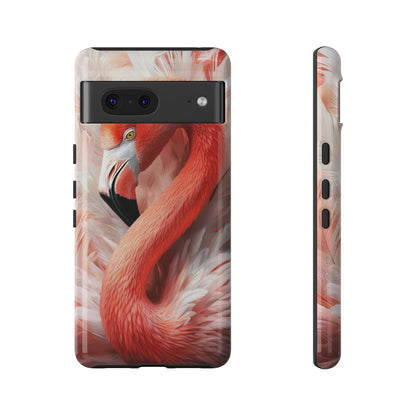 Elegant Flamingo Feather Phone Case for iPhone, Samsung & Google Pixel