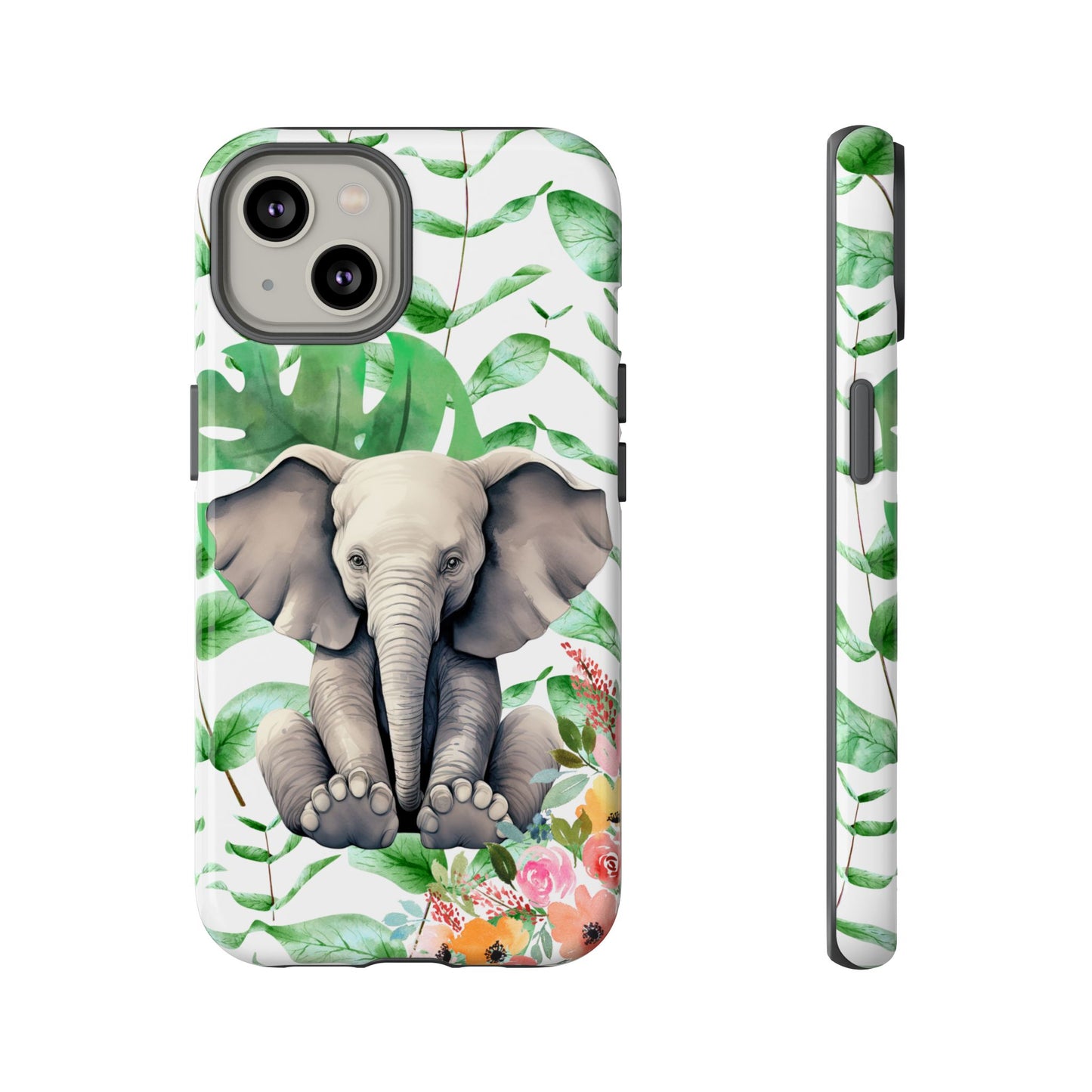 Cute Baby Elephant Mobile Cover – Floral & Tropical Aesthetic
