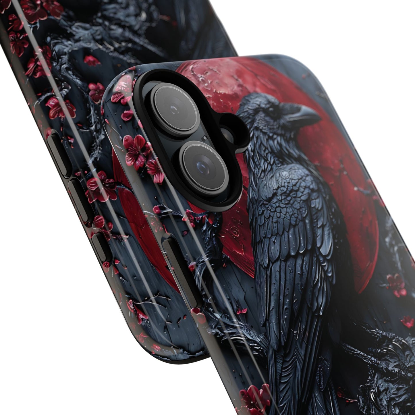 Gothic Sculpture Of Raven On Charcoal Tree Branch phone case design