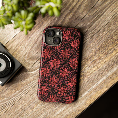 Red roses abstract geometric seamless pattern design