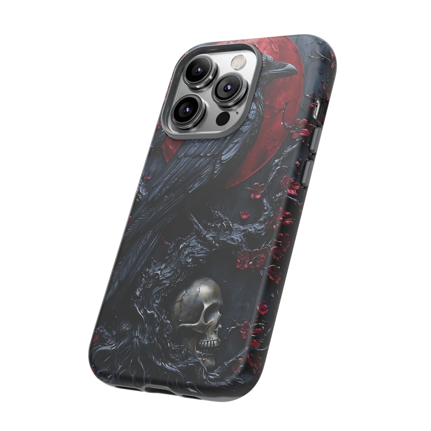 Gothic Sculpture Of Raven On Charcoal Tree Branch phone case design
