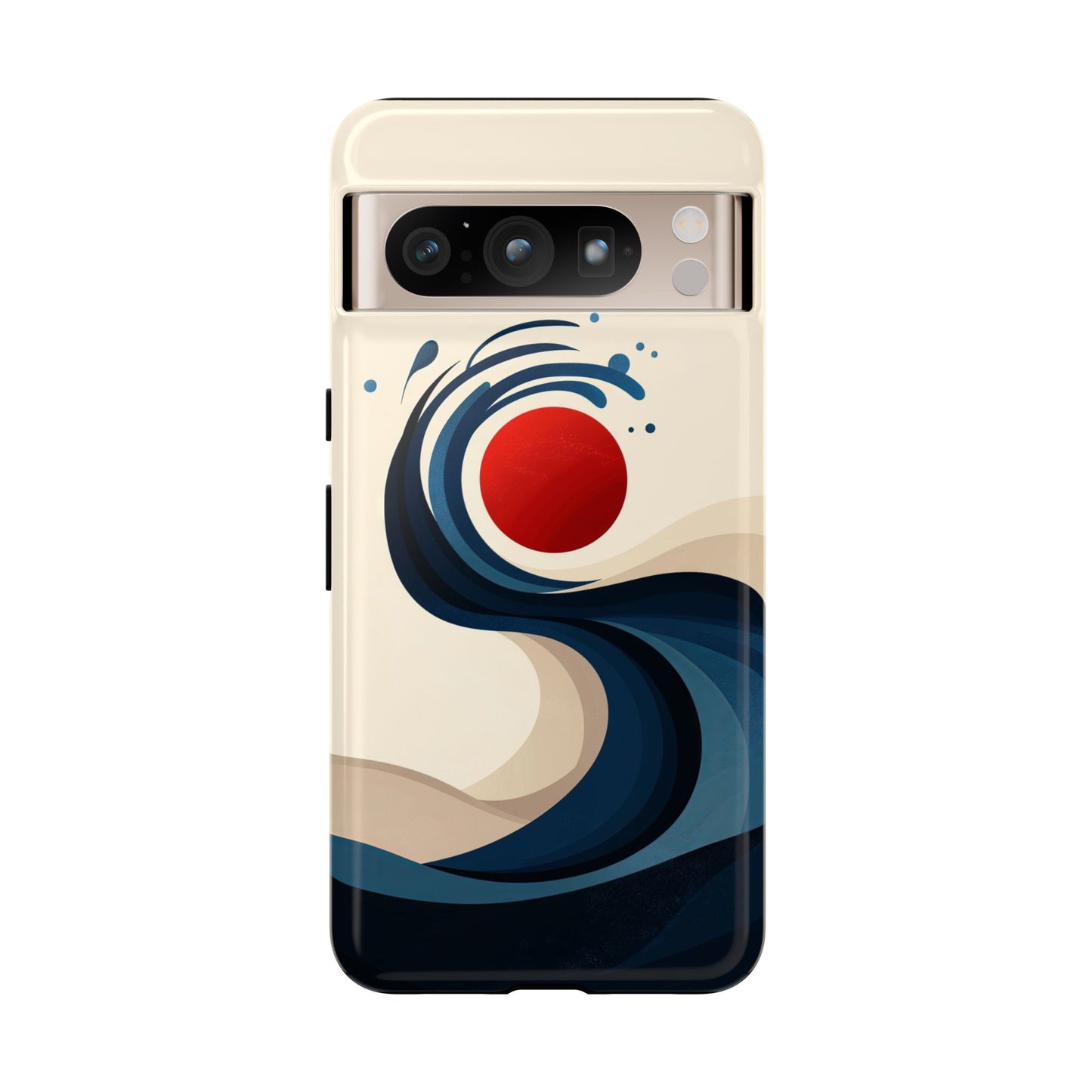 Red Sun Wave – Minimalist Abstract Ocean Case for iPhone, Google Pixel, Samsung