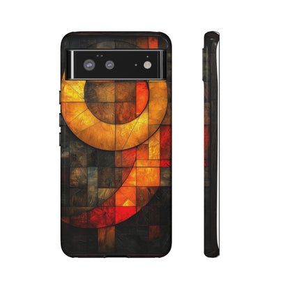 Inferno Spiral – Geometric Stained Glass Art Phone Case for iPhone, Samsung & Pixel