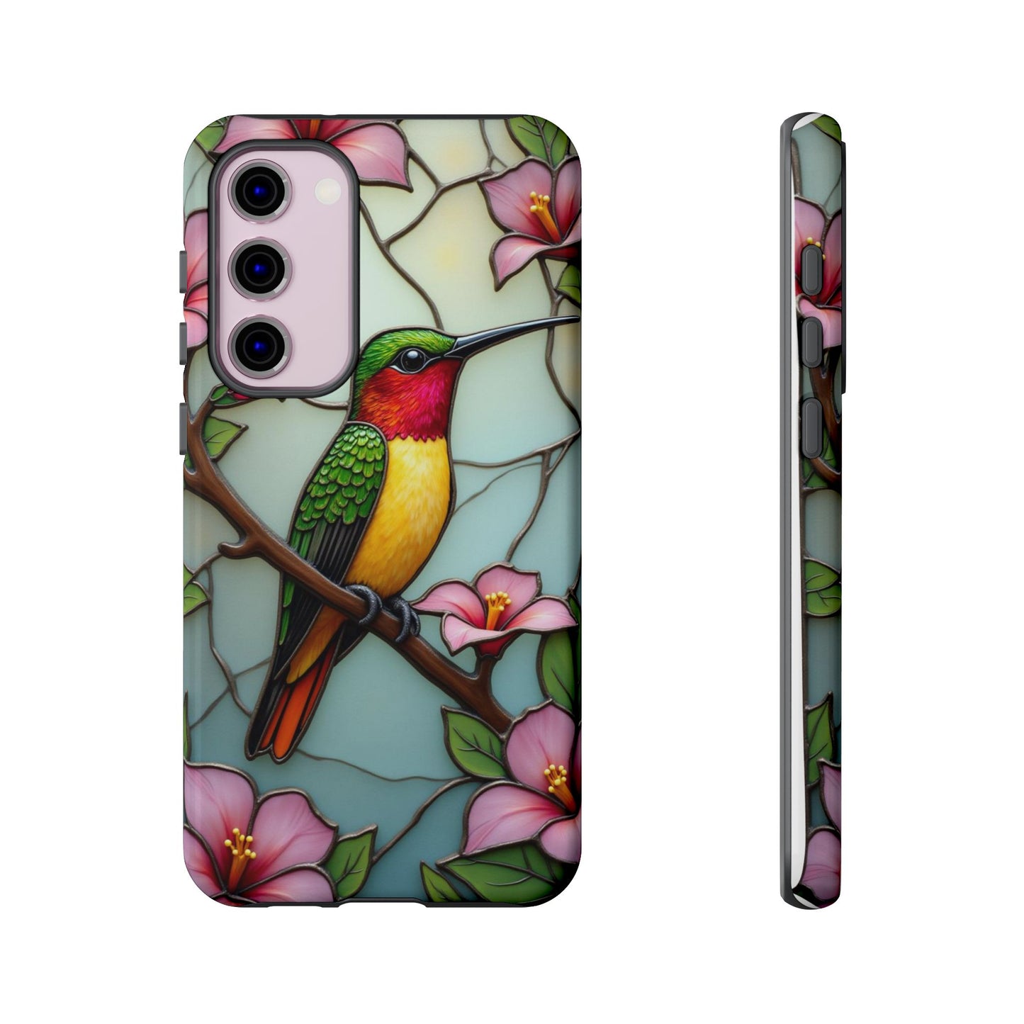 Elegant Hummingbird with Floral Mosaic | Artistic Nature Design