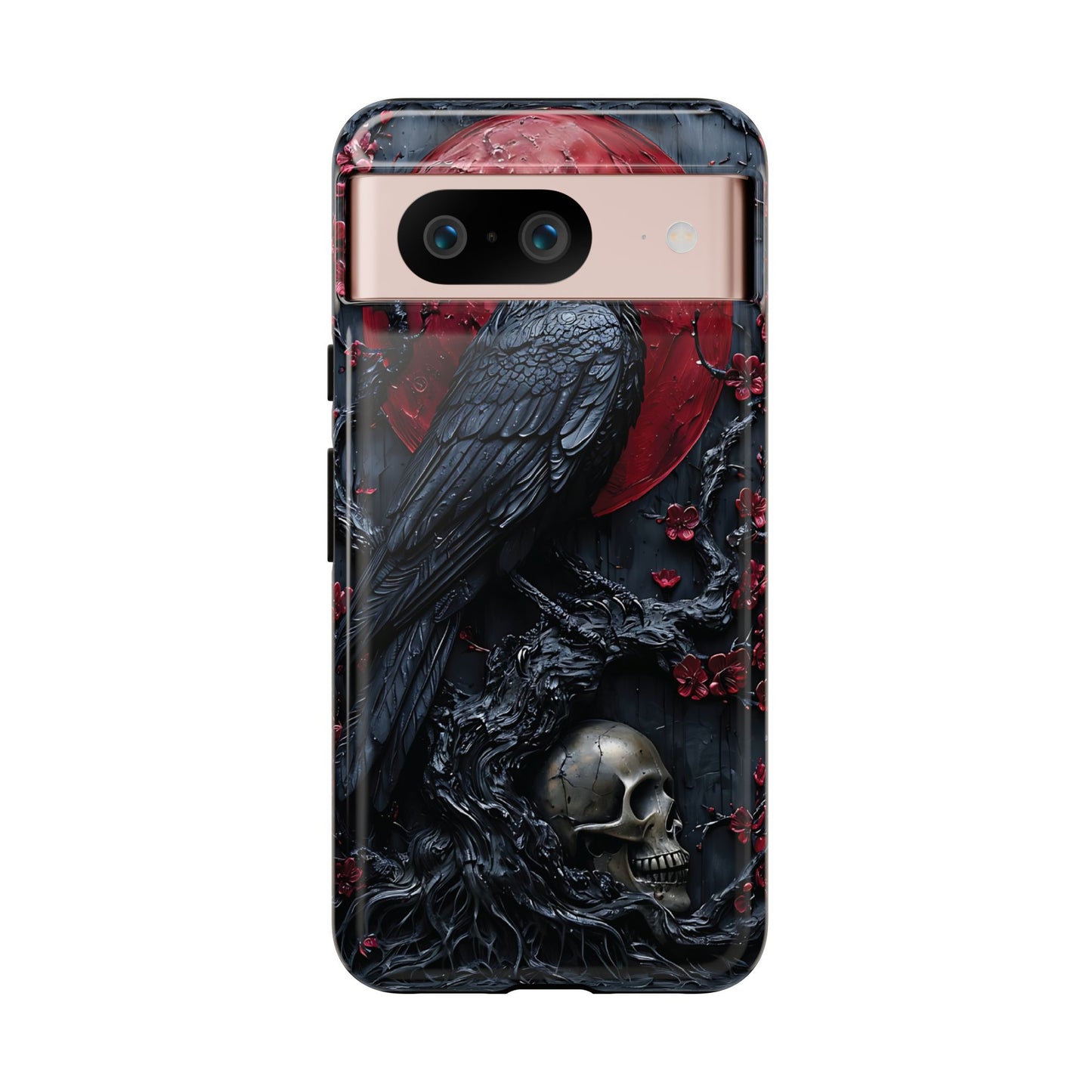 Gothic Sculpture Of Raven On Charcoal Tree Branch phone case design