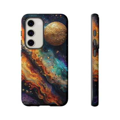 Cosmic Abstract Artwork With Dynamic Swirling Fluid Patterns phone case design.