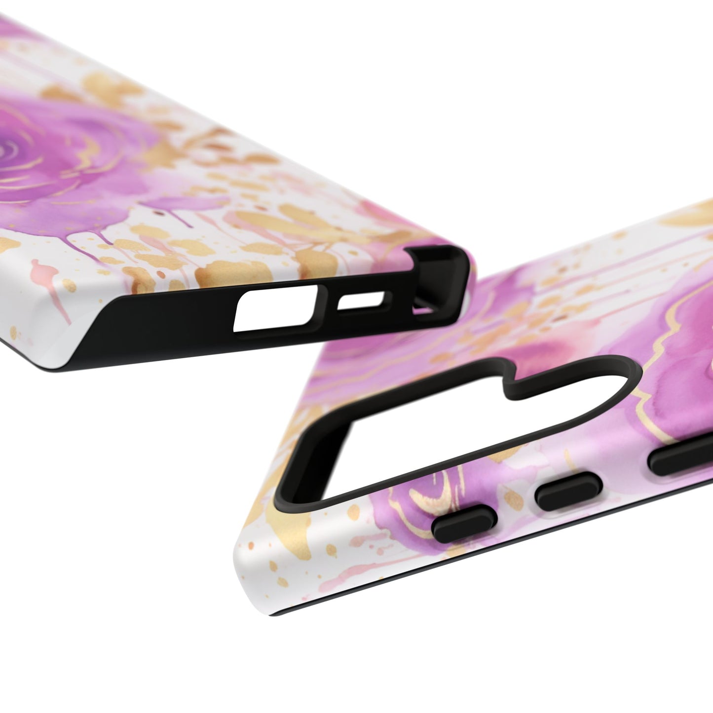 Elegant Purple-Gold Watercolor Rose Mobile Case