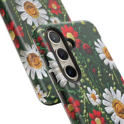 Knitted Pattern With Diamonds And Festive Motifs On Navy phone case design.