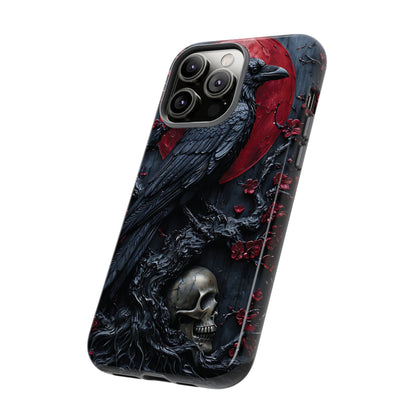 Gothic Sculpture Of Raven On Charcoal Tree Branch phone case design