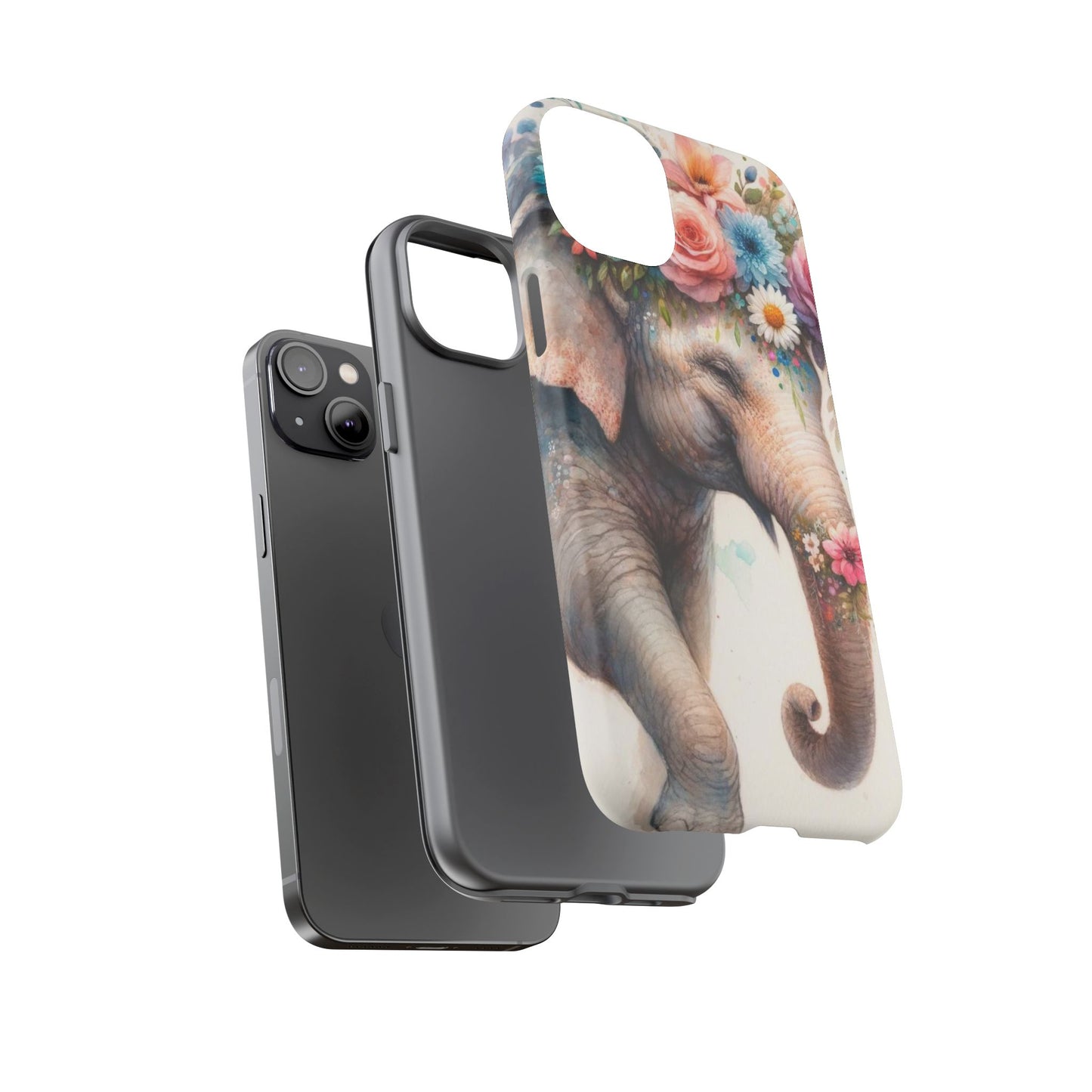 Joyful Floral Elephant Mobile Cover – Whimsical Watercolor Art
