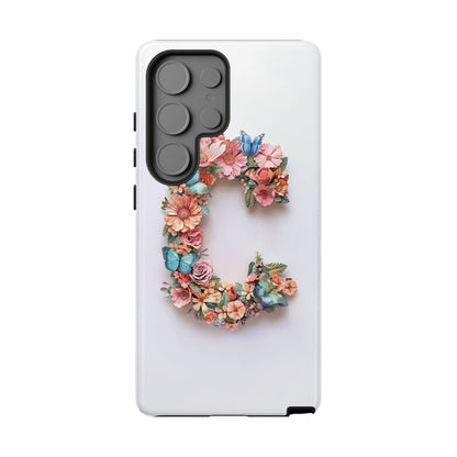 Floral Letter C Phone Case – Personalized Aesthetic Cover for iPhone, Samsung & Google Pixel