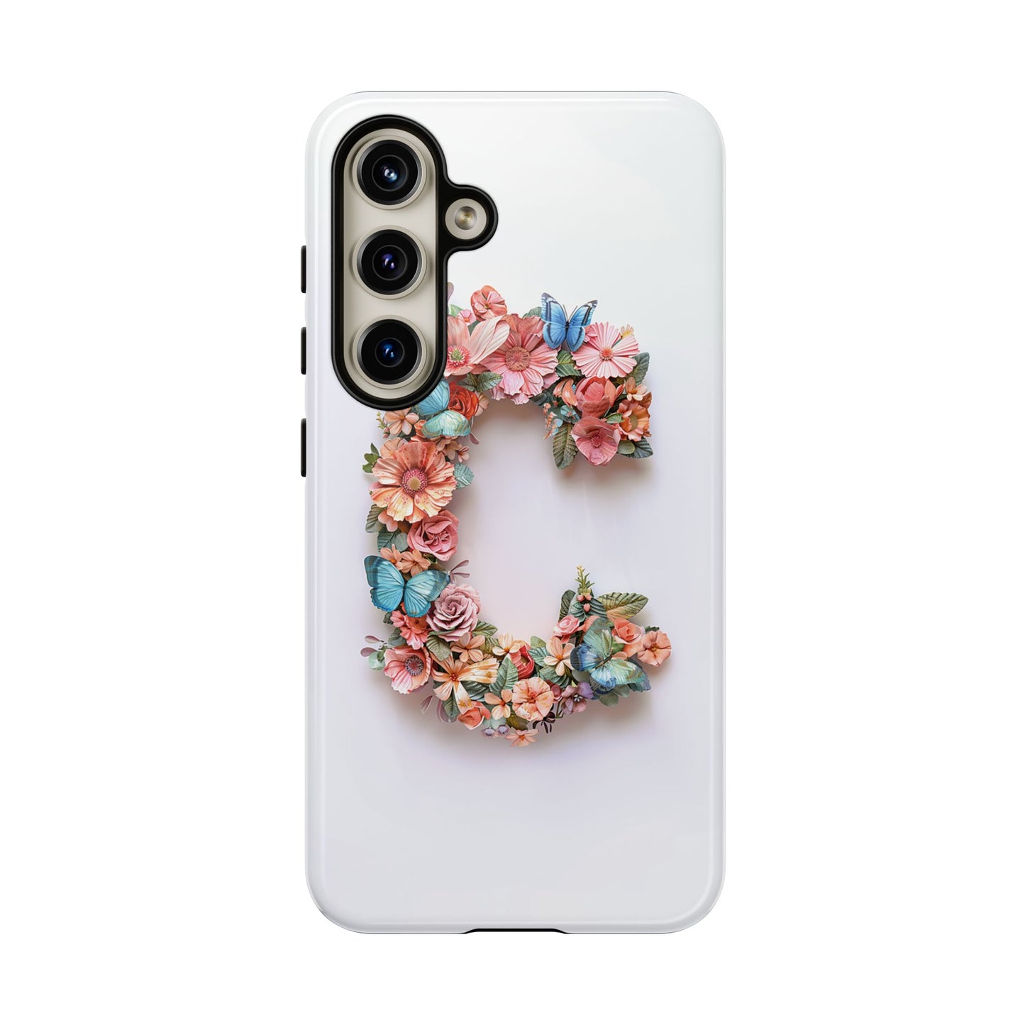 Floral Letter C Phone Case – Personalized Aesthetic Cover for iPhone, Samsung & Google Pixel