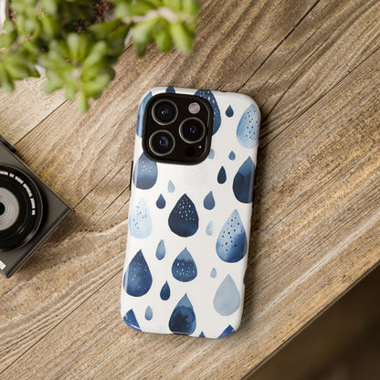Indigo Rain Drops Watercolor Phone Case for iPhone, google Pixel & Samsung
