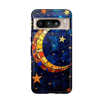 Celestial Crescent: Vibrant Moon and Stars Phone Case