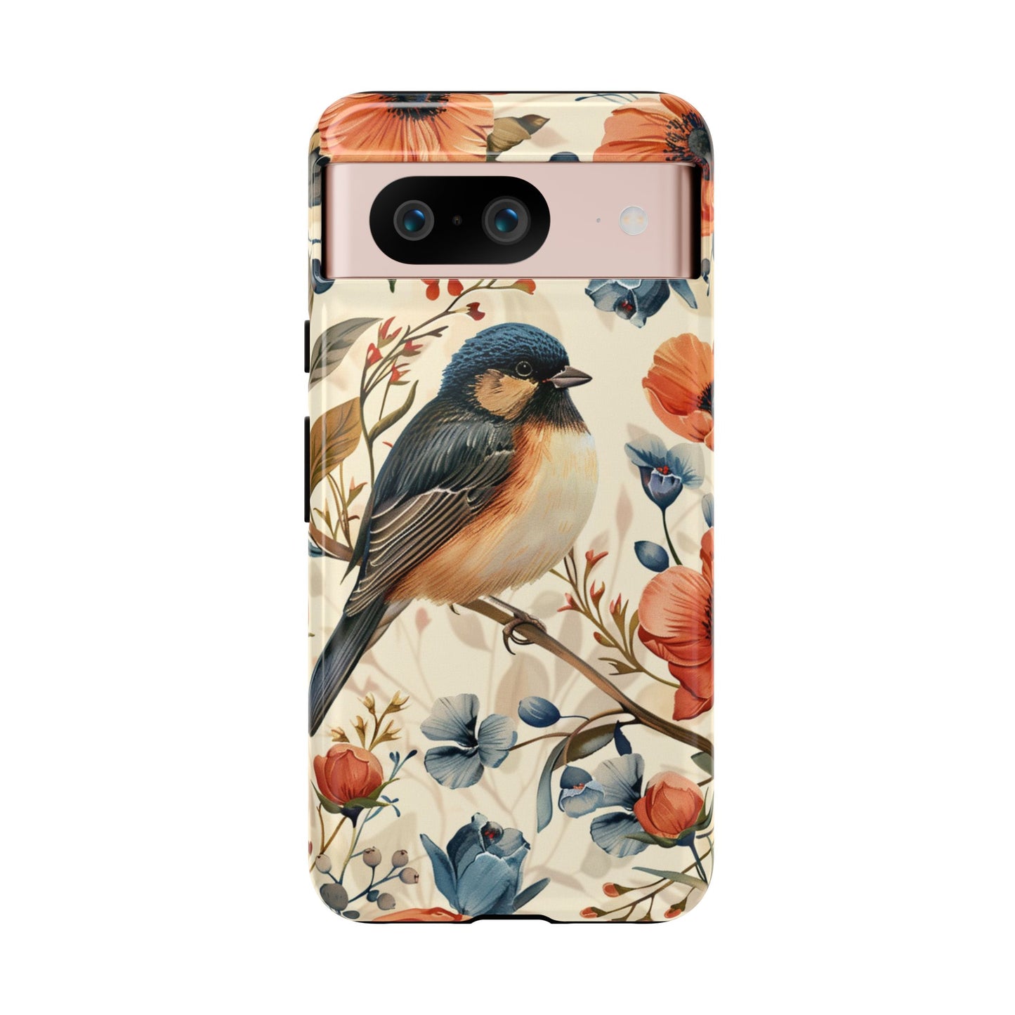 Floral Bird Phone Case - Elegant Nature-Inspired Cover for iPhone, Samsung & Google Pixel