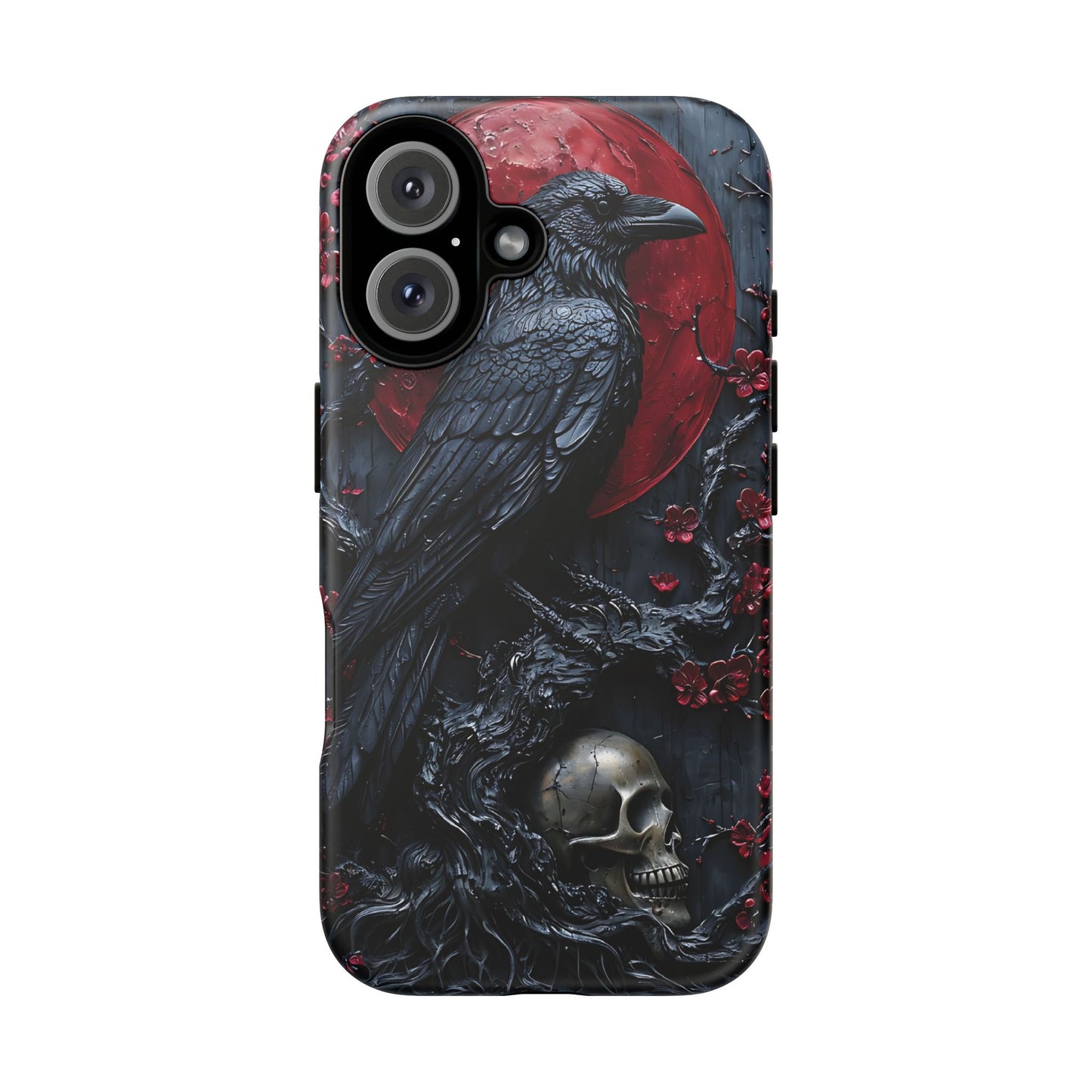 Gothic Sculpture Of Raven On Charcoal Tree Branch phone case design