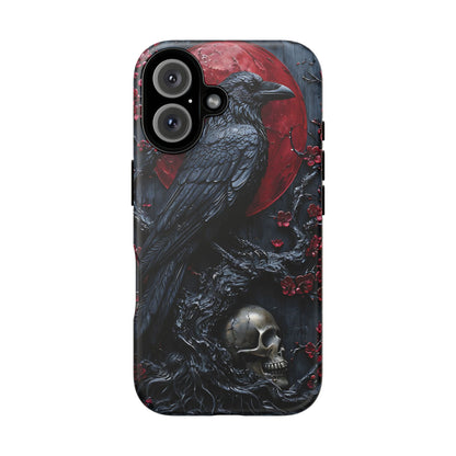 Gothic Sculpture Of Raven On Charcoal Tree Branch phone case design
