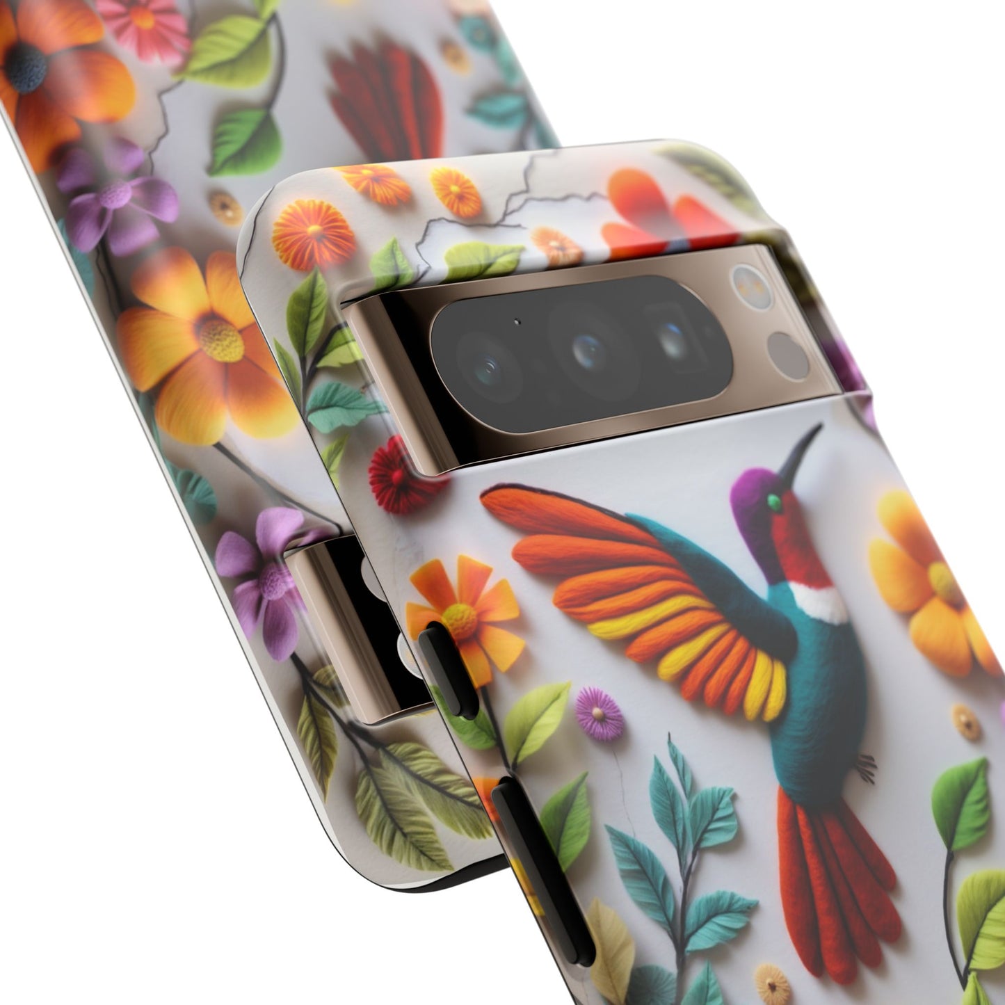 Embroidered Hummingbird with Floral Design | Nature's Elegant Stitch