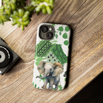 Playful Baby Elephant Mobile Cover – Tropical Boho Art