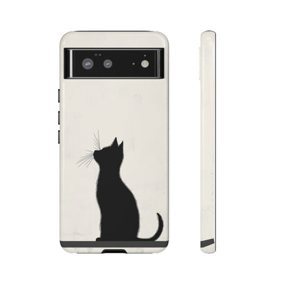 Silent Gaze: Minimalist Black Cat  Phone Case for iPhone, Samsung & Pixel