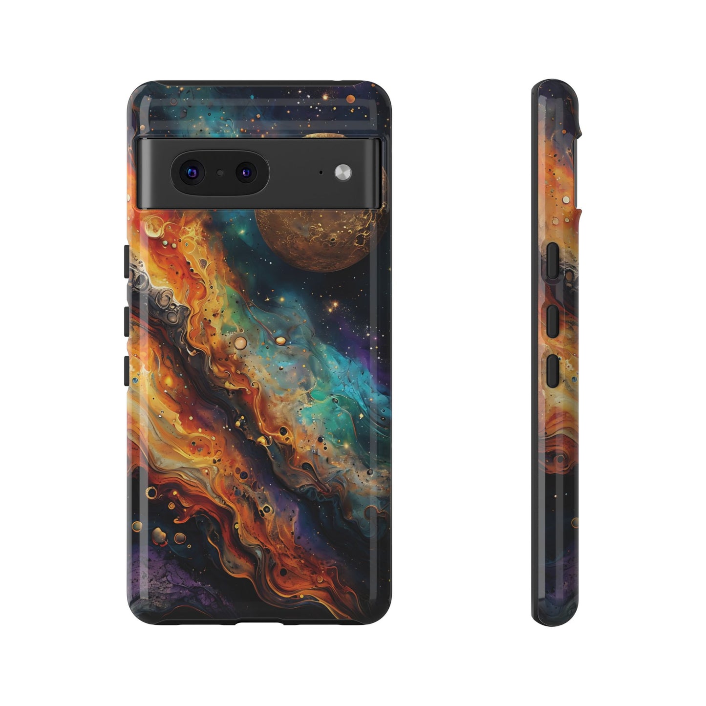 Cosmic Abstract Artwork With Dynamic Swirling Fluid Patterns phone case design.