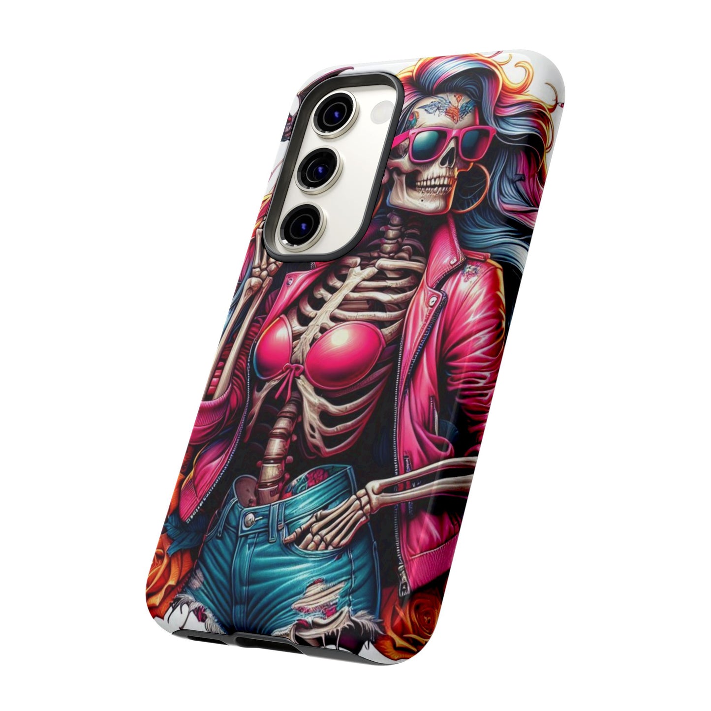 Neon Bones – Retro Skeleton & Vibrant Punk Aesthetic Mobile Cover