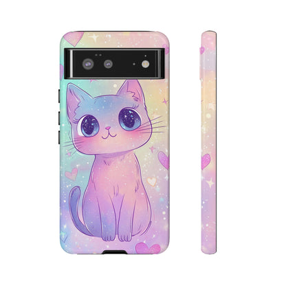 Cosmic Cat Phone Case – Sparkly Anime Aesthetic for iPhone, Google Pixel & Samsung