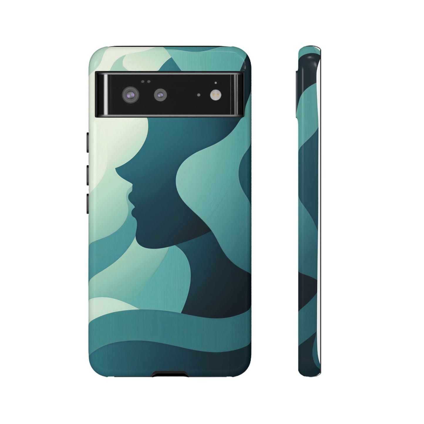 Whispers in Waves – Abstract Silhouette Phone Case for iPhone, Google Pixel, Samsung