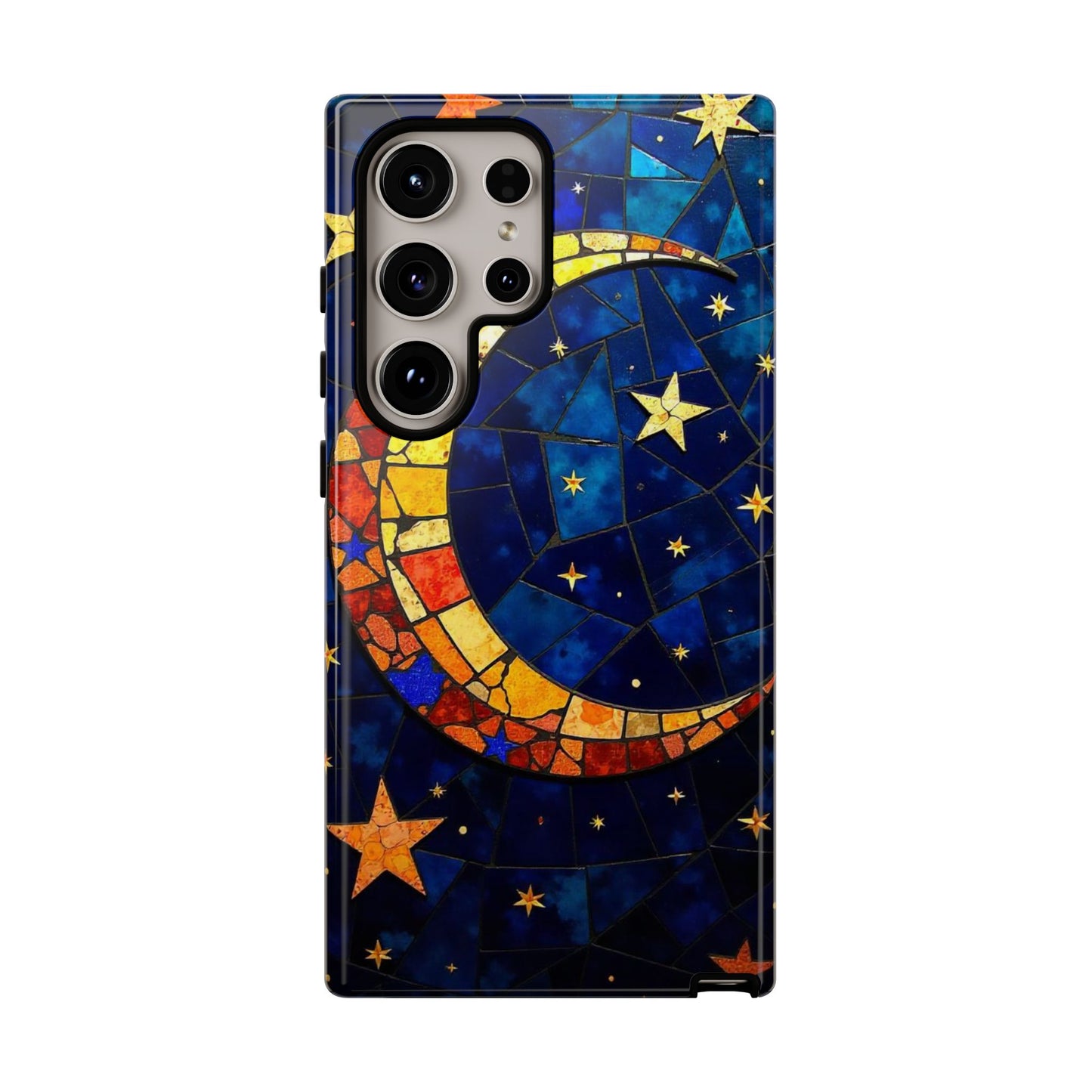 Celestial Crescent: Vibrant Moon and Stars Phone Case