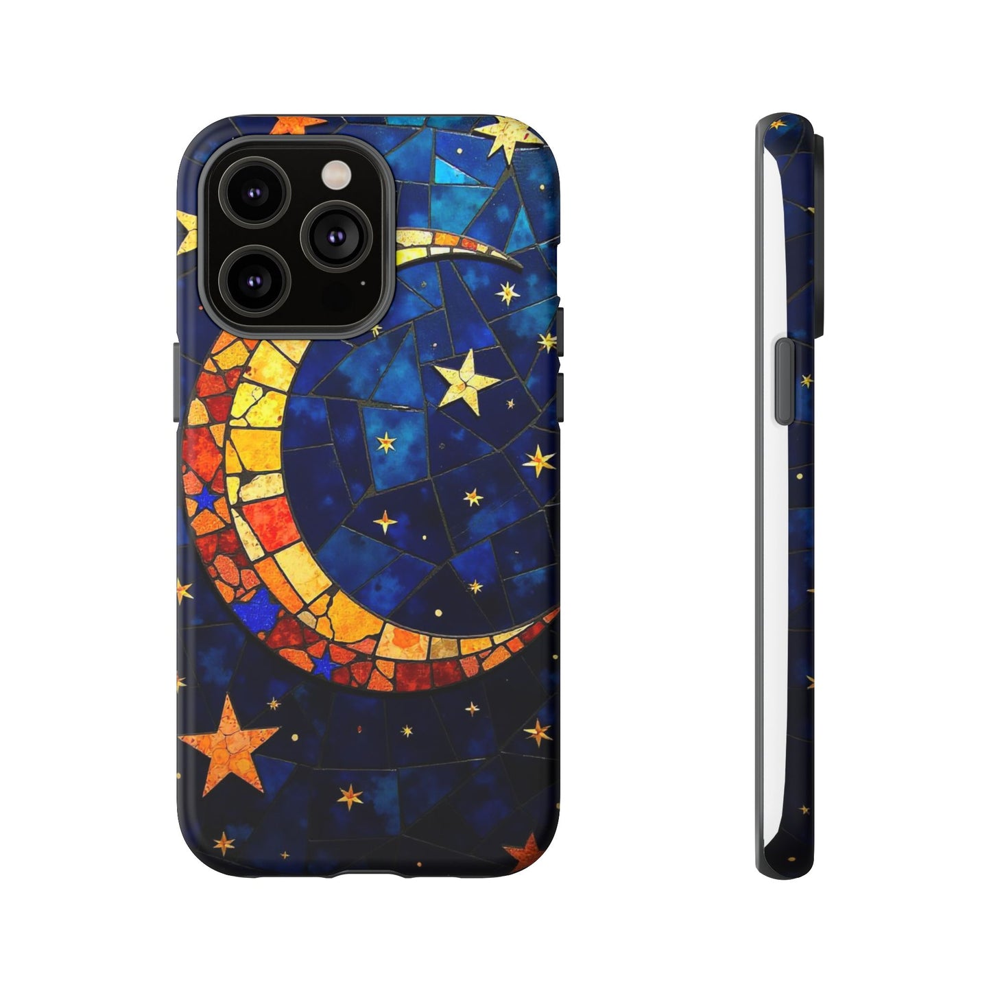 Celestial Crescent: Vibrant Moon and Stars Phone Case