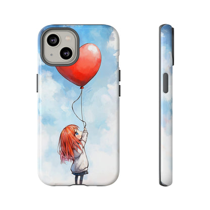 Anime Girl with Heart Balloon Phone Case – Cute & Inspirational Design for iPhone, Google Pixel & Samsung